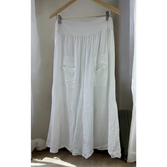 TG.U Pants - TG.U 100% Linen EXTRA Wide Leg Pant Italy Lagonlook Coastal Beachy Pockets White